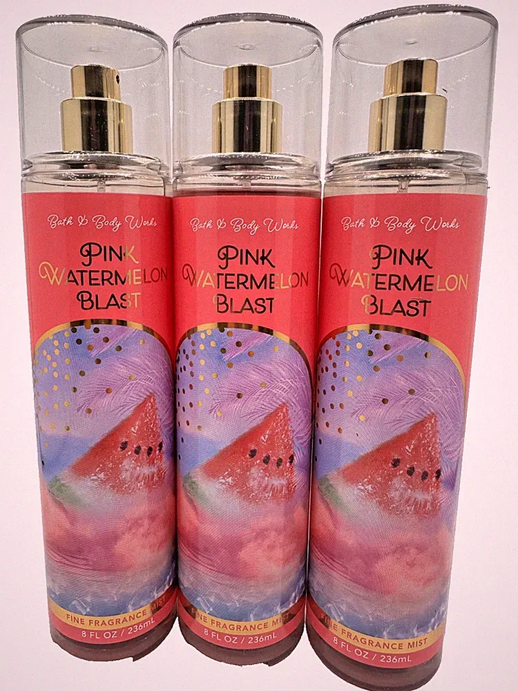 NEW Bath & Body Works Lot 3 Bottles Pink Watermelon Blast Fragrance Mist Spray 8