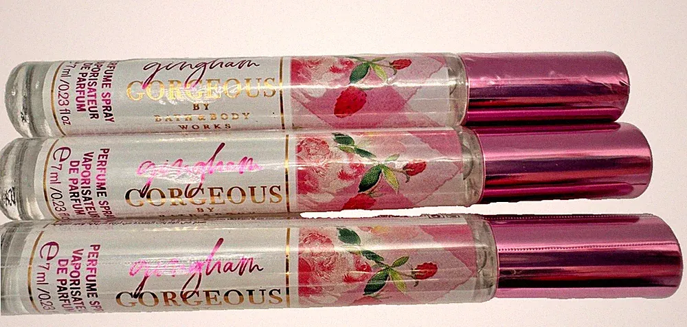 NEW Bath & Body Works Lot of 3 Travel Gingham Gorgeous EDP Perfume Spray 0.23 oz