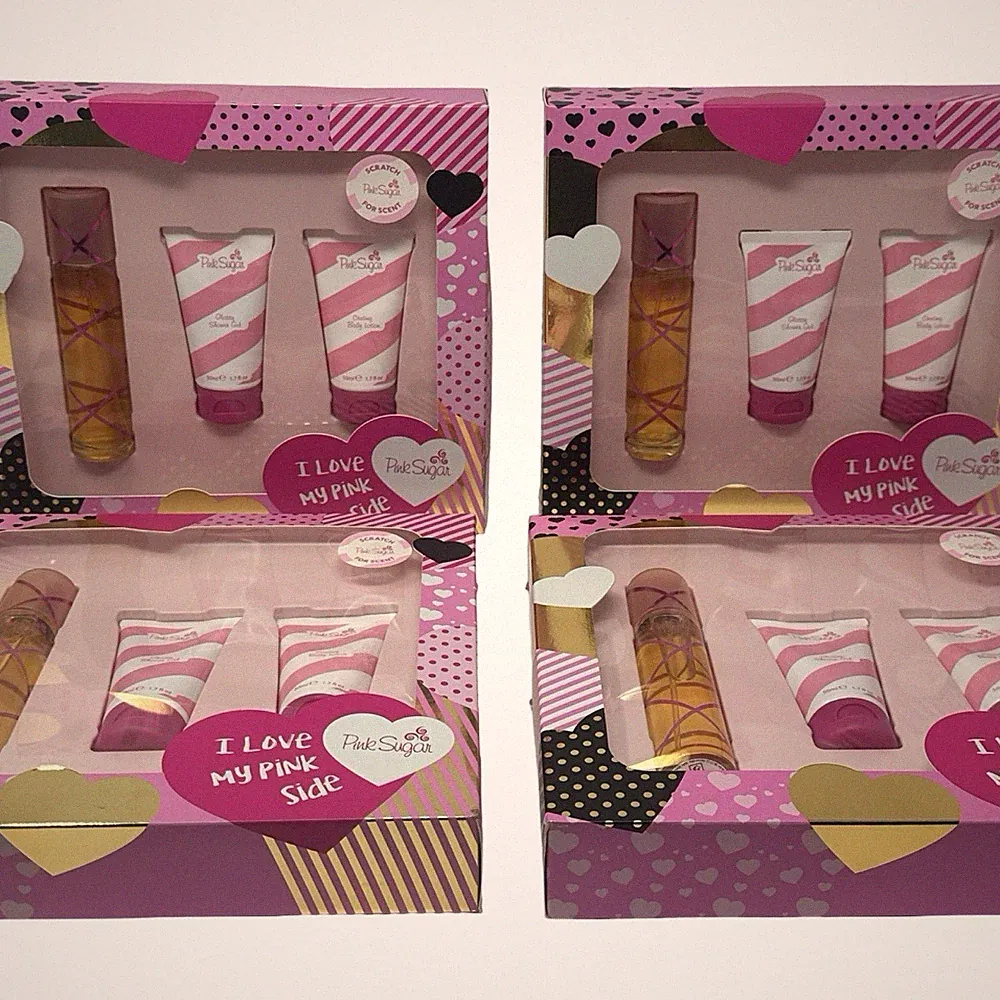 Pink Sugar Pink Love Box Gift Set Perfume Shower Gel Body Lotion 1.7 oz Lot of 4